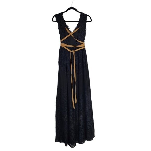 FREE PEOPLE Princapesa Black Lace Open Back Maxi Gown‎ Dress Size 2 - Picture 3 of 8